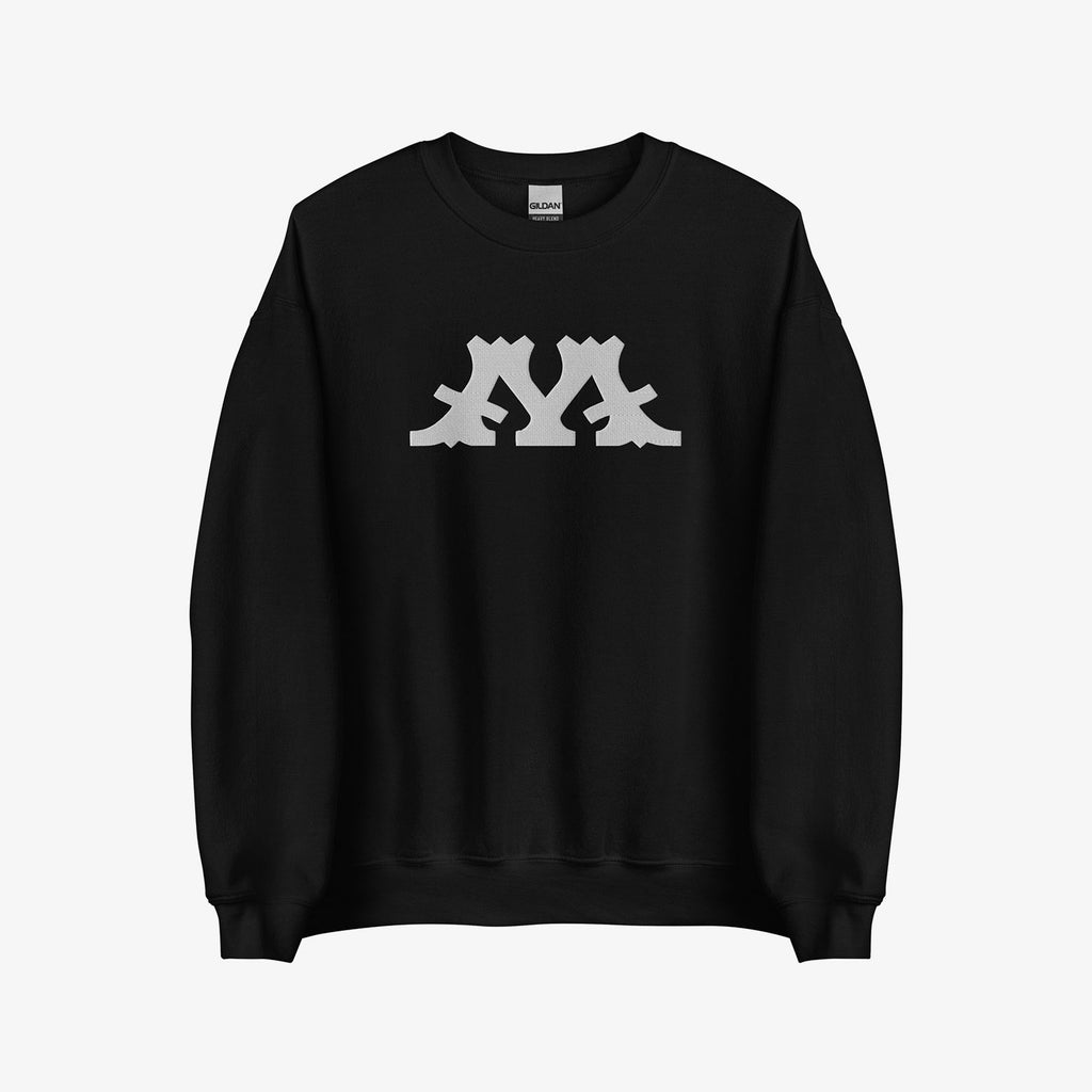 Big M is for Marcy sweatshirt in black, featuring a bold graphic design on the front. Koogler-approved crew style for casual wear.