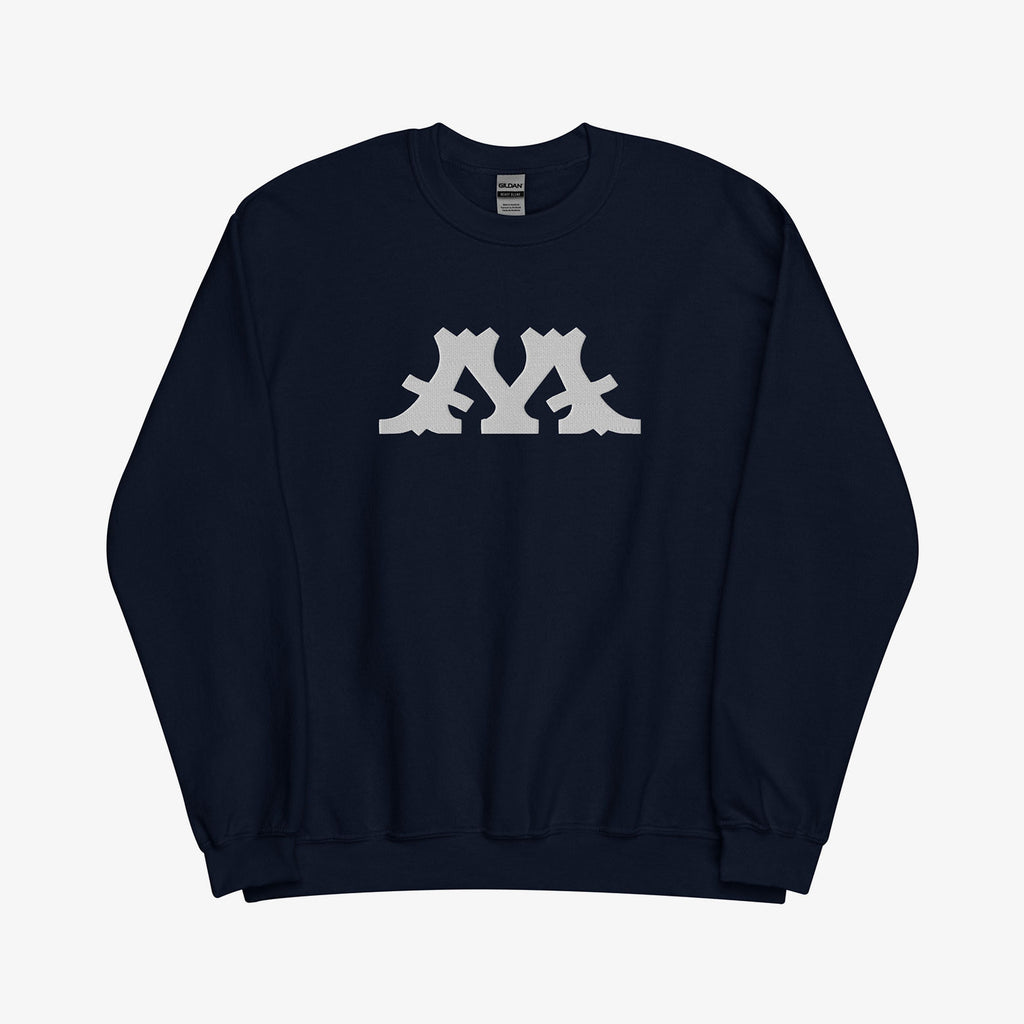 Big M is for Marcy sweatshirt in navy, featuring a bold graphic design on the front. Koogler-approved crew style for casual wear.